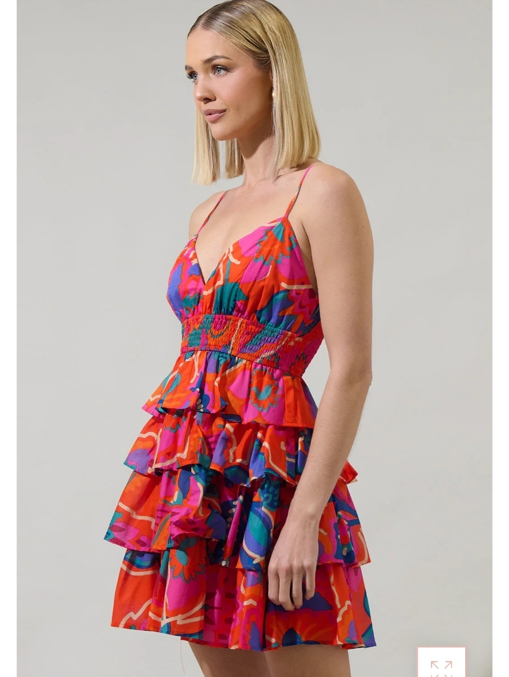 SUGARLIPS  Kahlia Tropics Mavey Ruffle Mini Dress - Picture 2 of 10